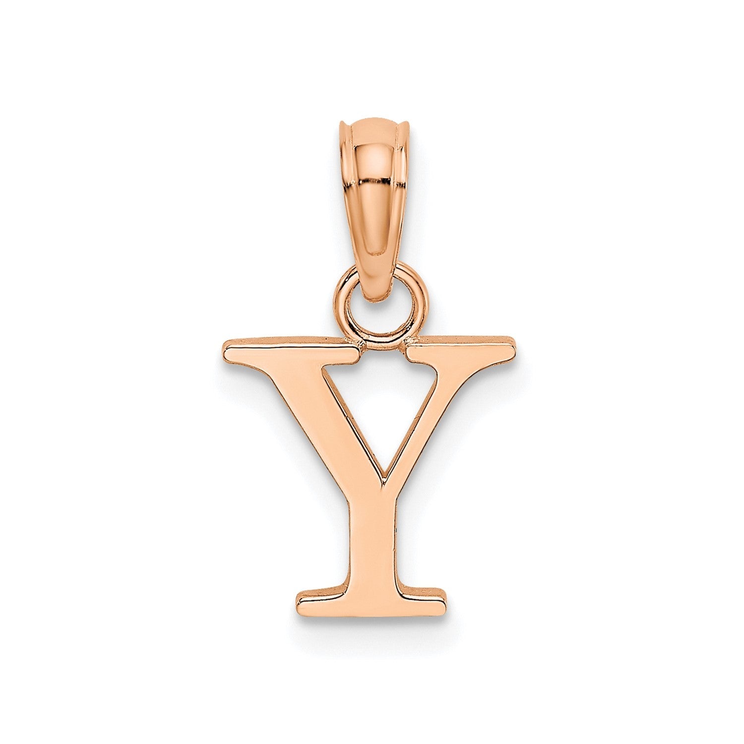 14K Rose Gold Polished Block Font Initial Letter Pendants, 13x10mm - JewelryAffairs