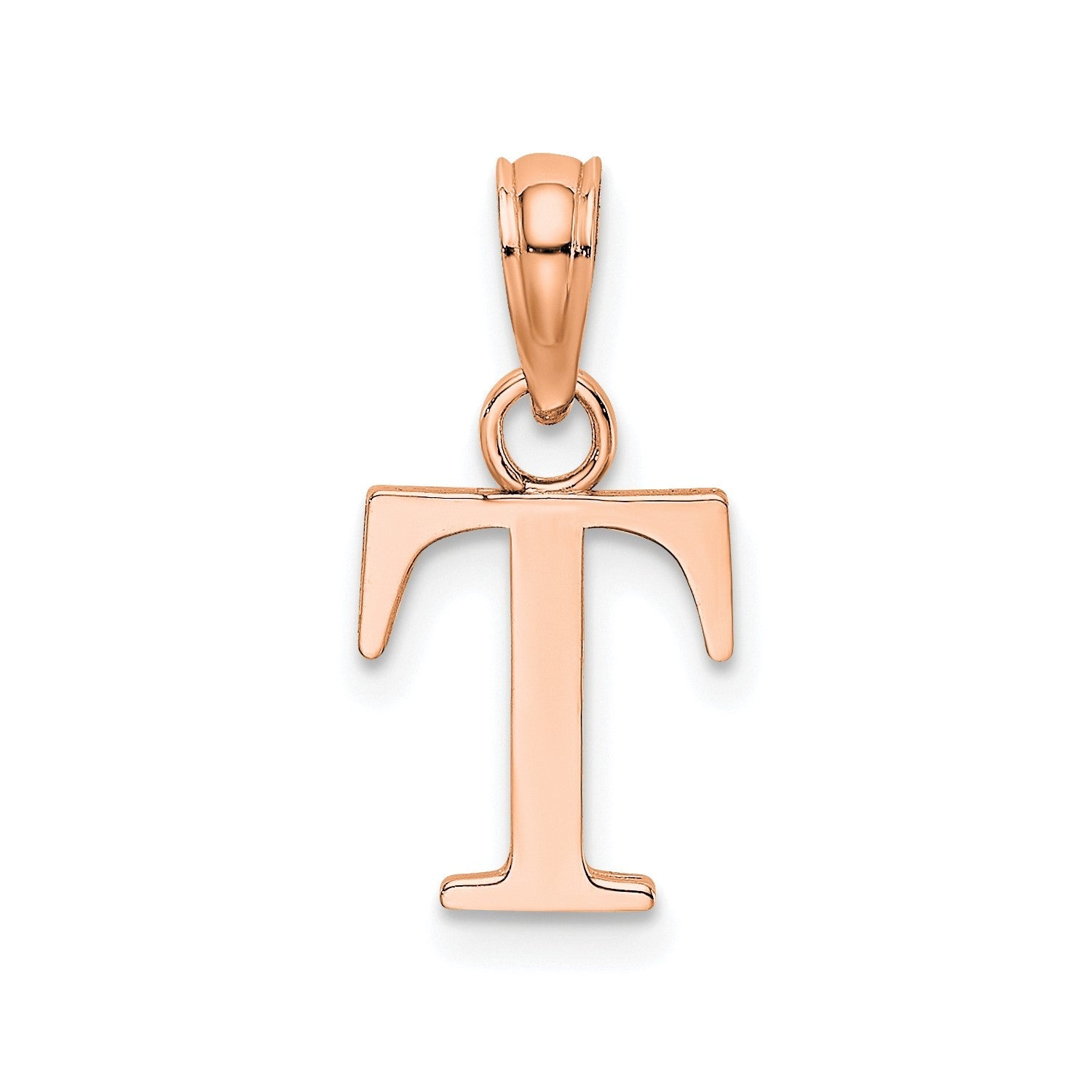14K Rose Gold Polished Block Font Initial Letter Pendants, 13x10mm - JewelryAffairs