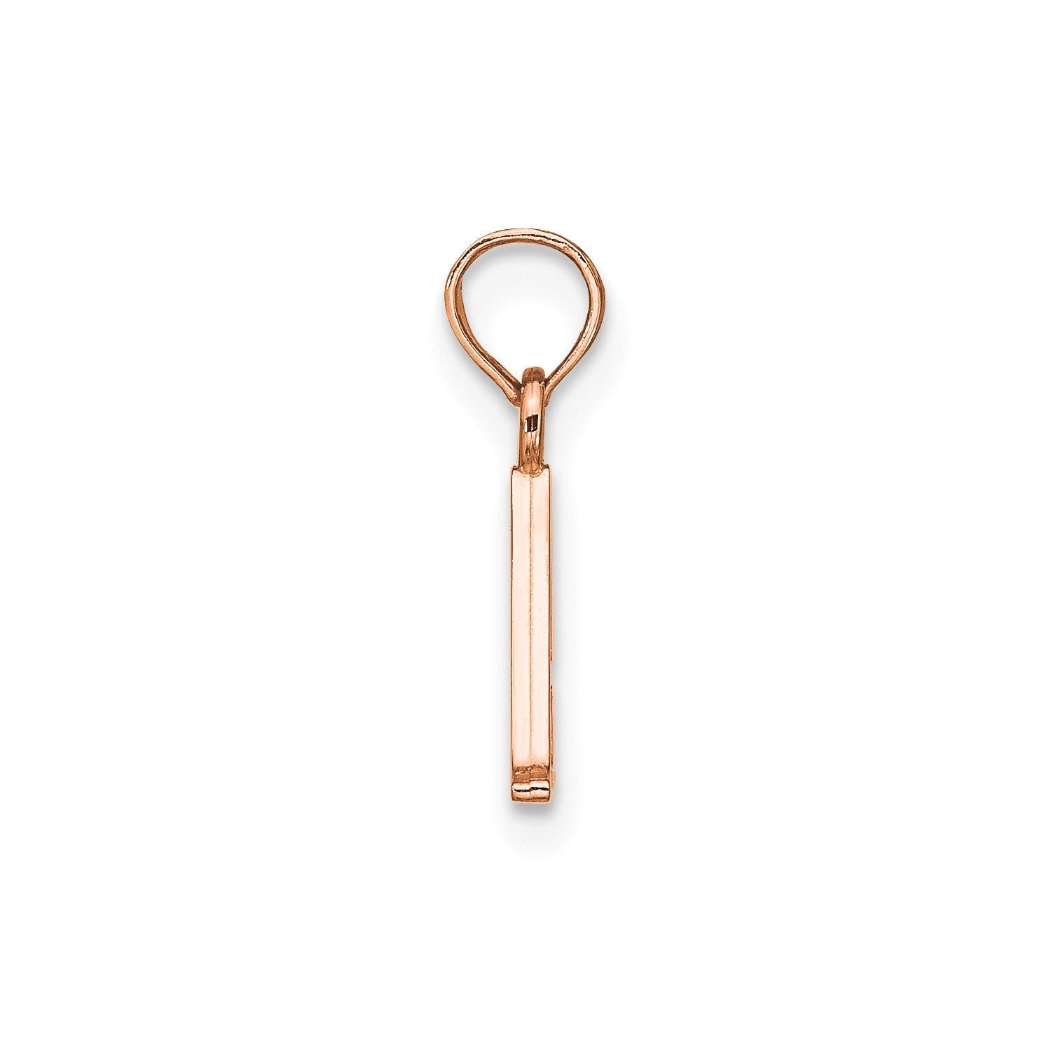 14K Rose Gold Polished Block Font Initial Letter Pendants, 13x10mm - JewelryAffairs