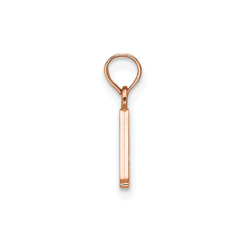 14K Rose Gold Polished Block Font Initial Letter Pendants, 13x10mm