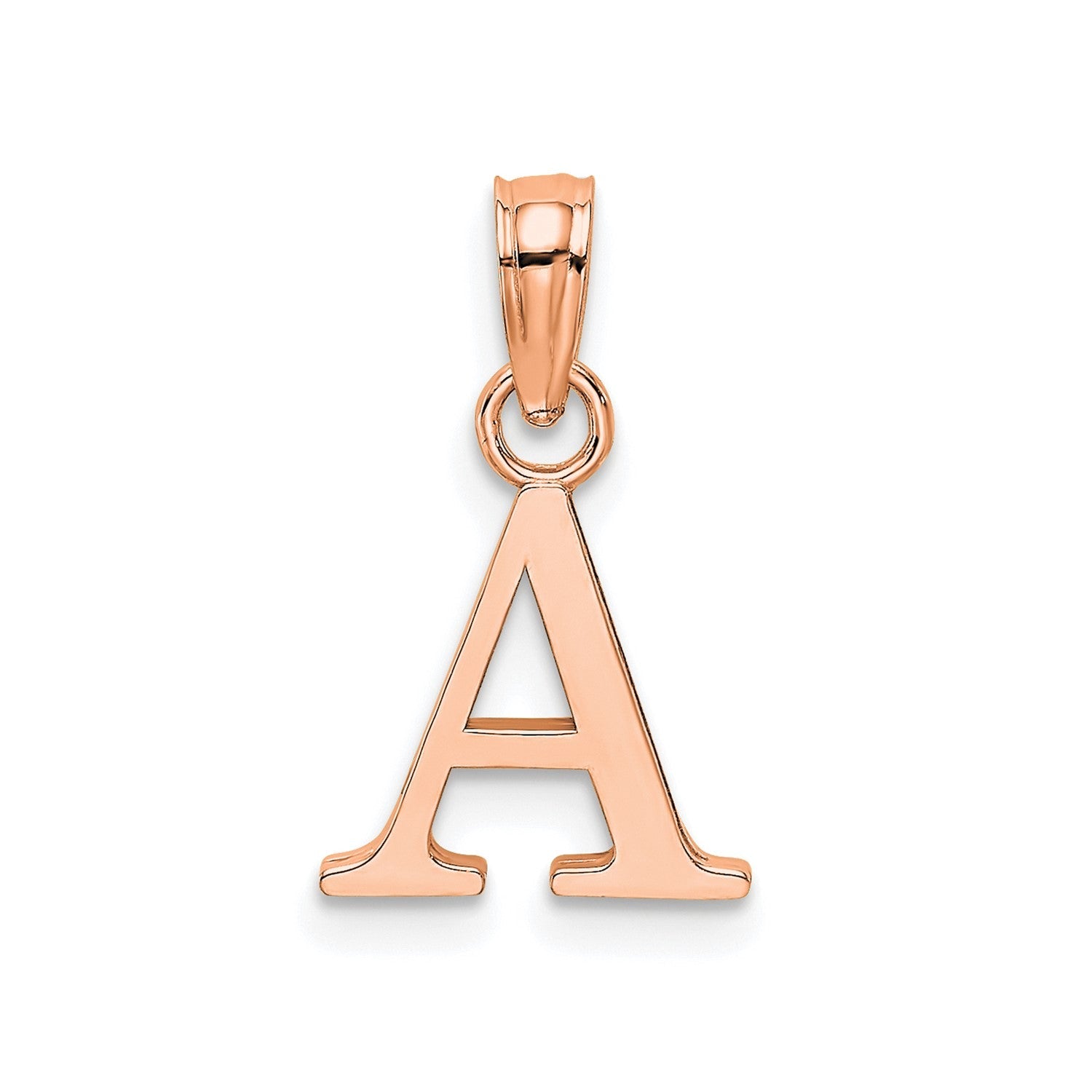 14K Rose Gold Polished Block Font Initial Letter Pendants, 13x10mm - JewelryAffairs