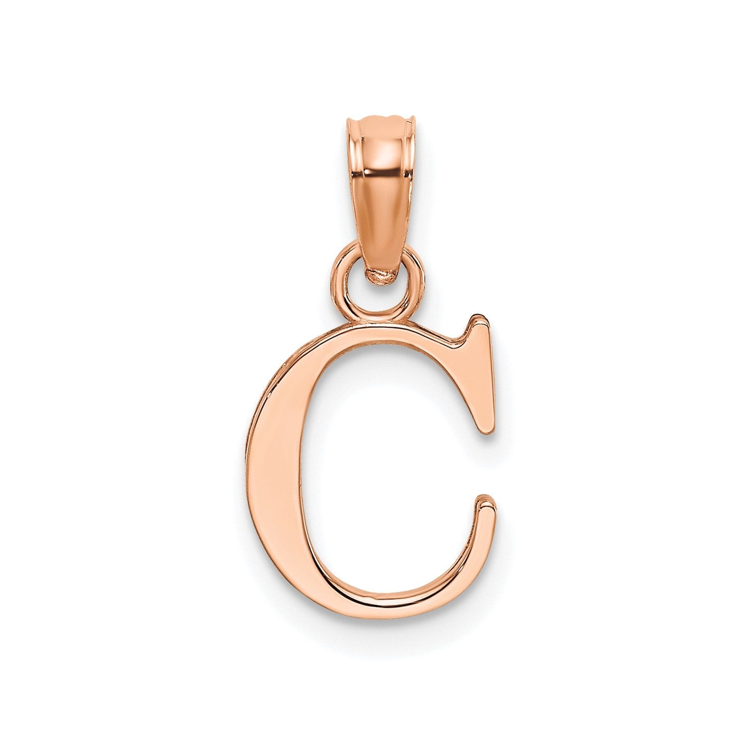 14K Rose Gold Polished Block Font Initial Letter Pendants, 13x10mm - JewelryAffairs