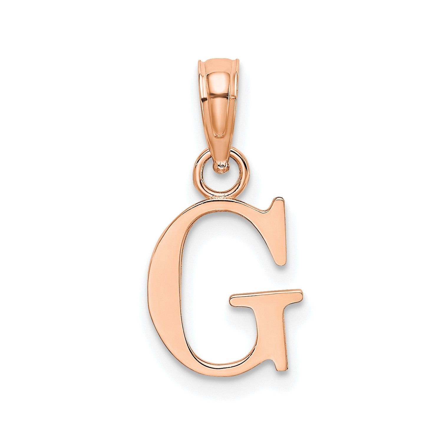 14K Rose Gold Polished Block Font Initial Letter Pendants, 13x10mm - JewelryAffairs