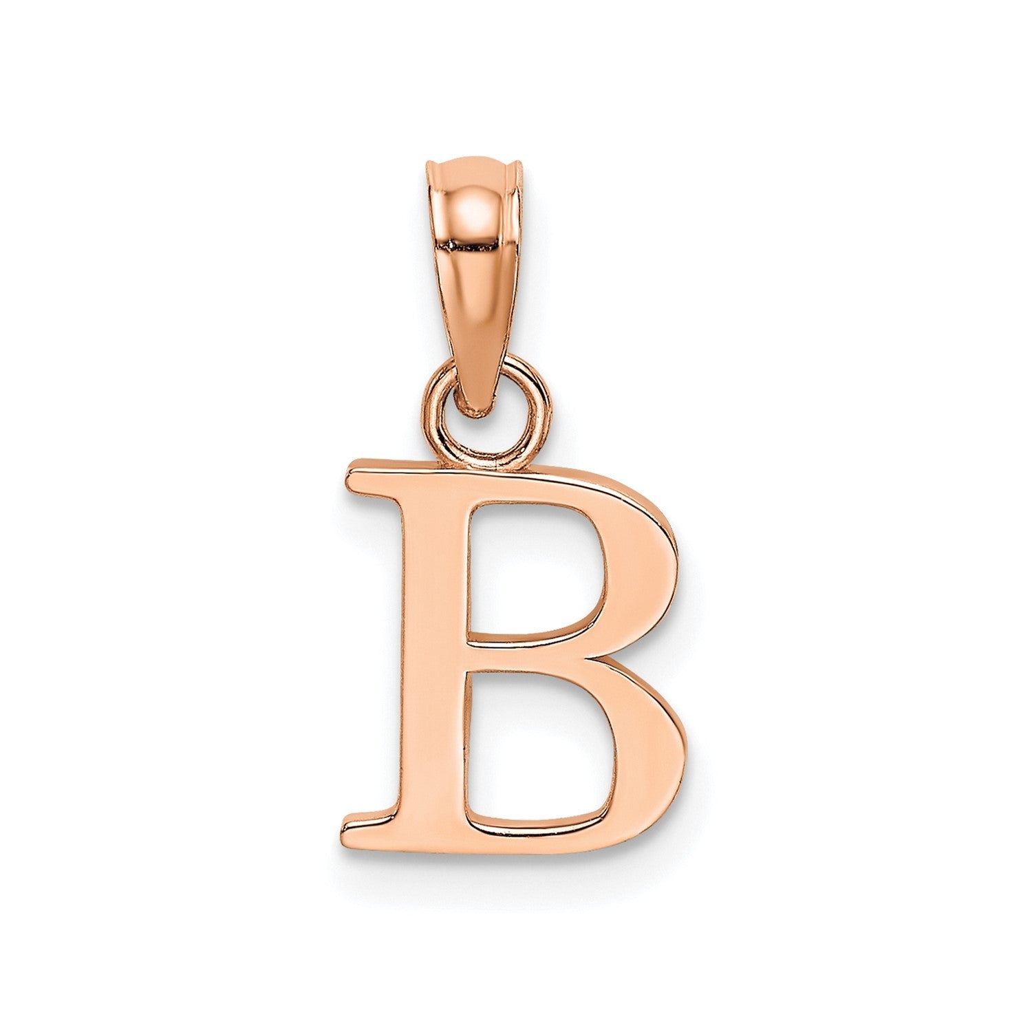 14K Rose Gold Polished Block Font Initial Letter Pendants, 13x10mm - JewelryAffairs