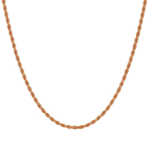 14k Rose Solid Gold Diamond Cut Rope Chain Necklace, 1.5mm