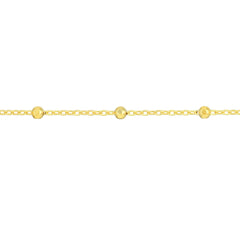 14k Solid Gold Faceted Bead Saturn Chain Anklet, 10" Length