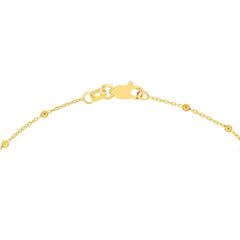 14k Solid Gold Faceted Bead Saturn Chain Anklet, 10" Length