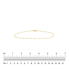 14k Solid Gold Faceted Bead Saturn Chain Anklet, 10" Length