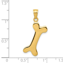 14k Solid Gold Polished Dog Bone Charm, 34x19mm - JewelryAffairs