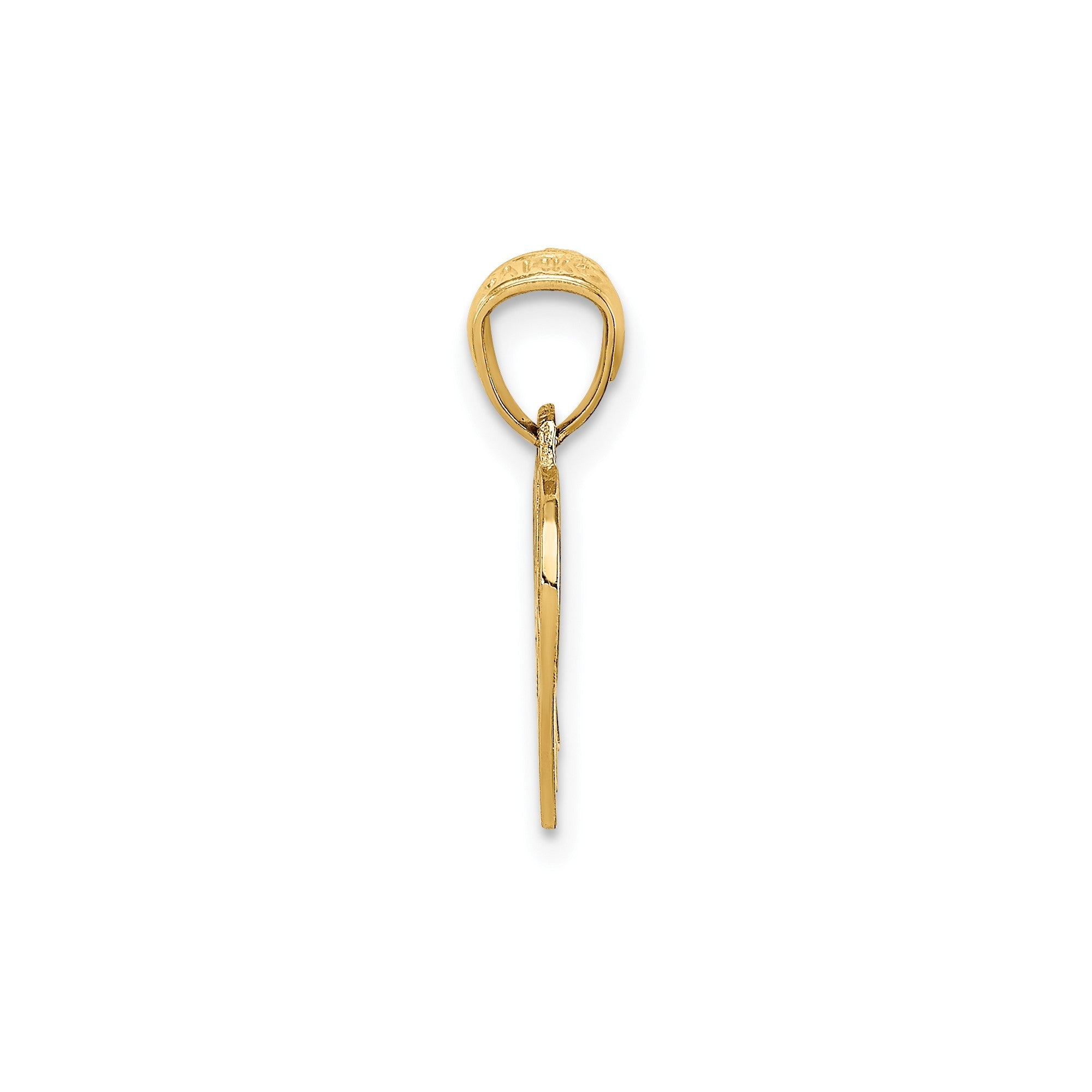 14K Solid Yellow Gold Basketball and Hoop Pendant, 18x11mm - JewelryAffairs