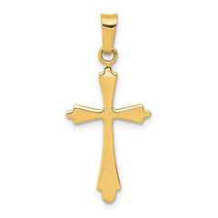 14K Solid Yellow Gold High Polished Unisex Cross Pendant, 28x12mm - JewelryAffairs