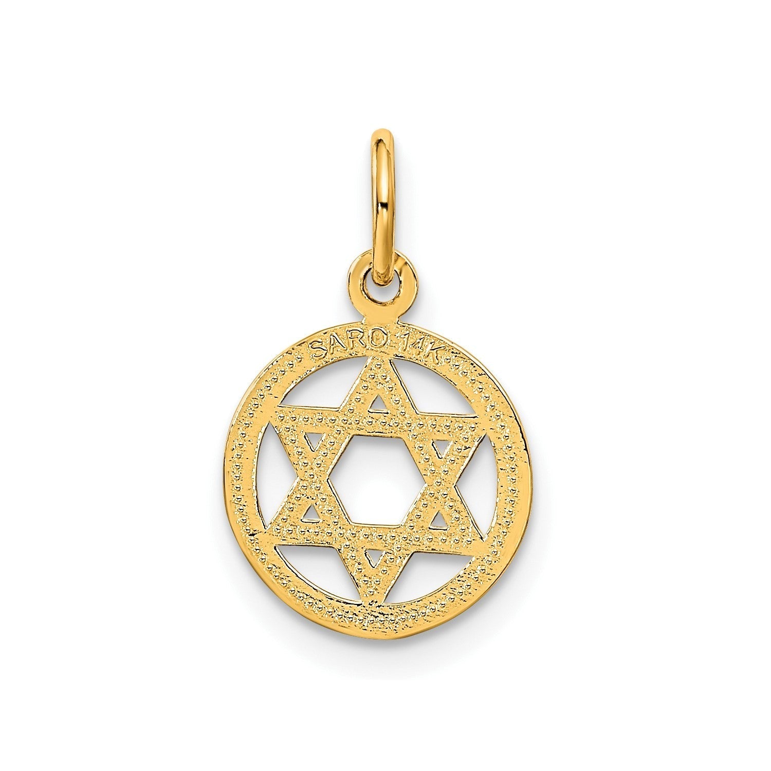 14k Solid Yellow Gold Star of David Charm Pendant, 19mm - JewelryAffairs