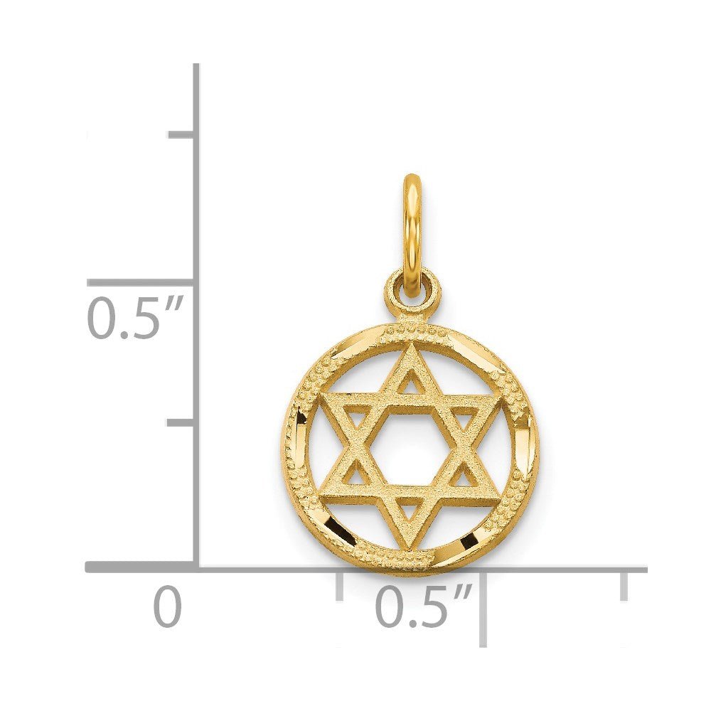 14k Solid Yellow Gold Star of David Charm Pendant, 19mm - JewelryAffairs