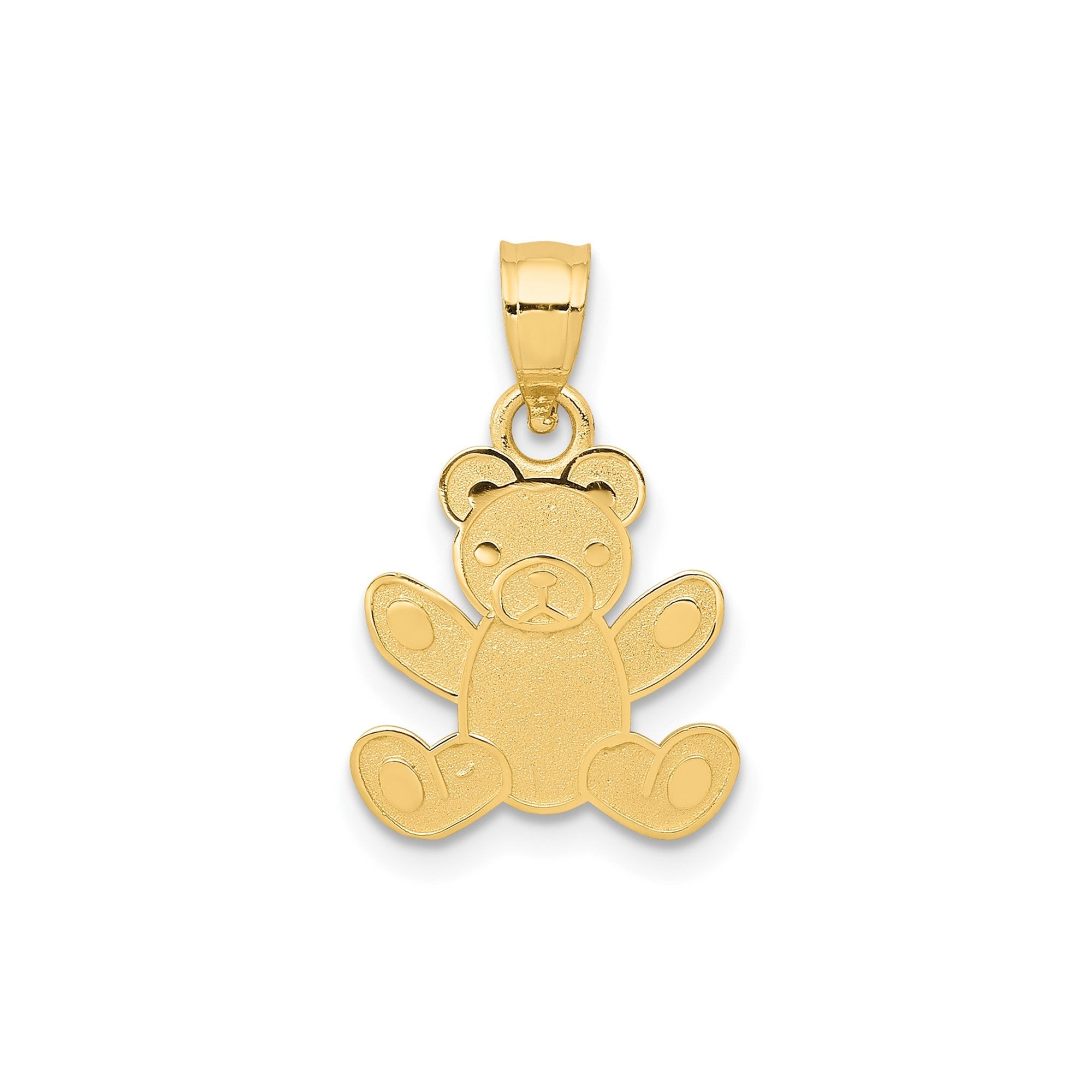14k Solid Yellow Gold Teddy Bear Pendant, 20x12mm - JewelryAffairs