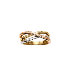 14k Tri Color Gold Shiny Fancy Womens Ring, Size 7 - JewelryAffairs