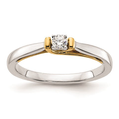 14k White and Yellow Real Gold 1/10 carat Round Diamond Promise Engagement Ring - JewelryAffairs