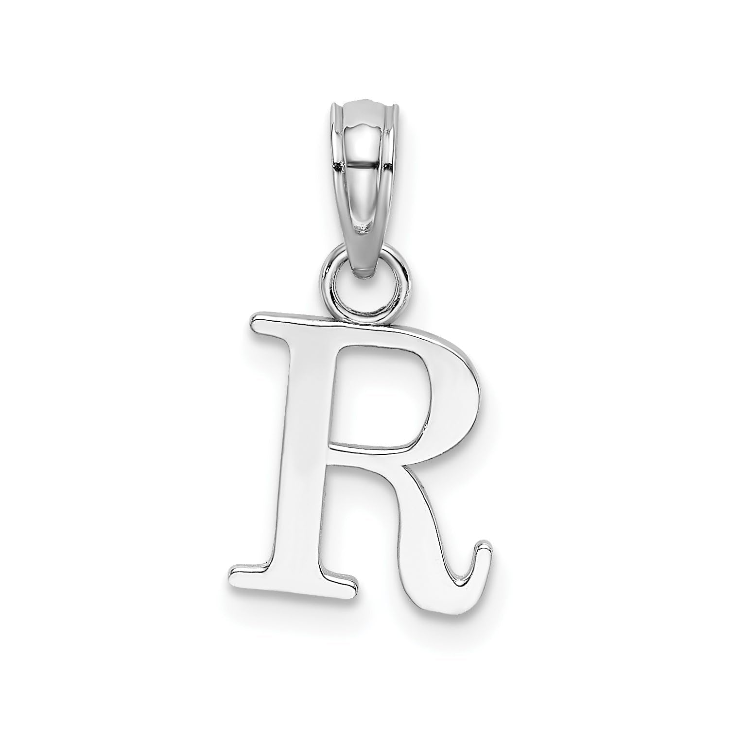 14K White Gold Block Font Letter Initial Pendant, 12x13mm - JewelryAffairs