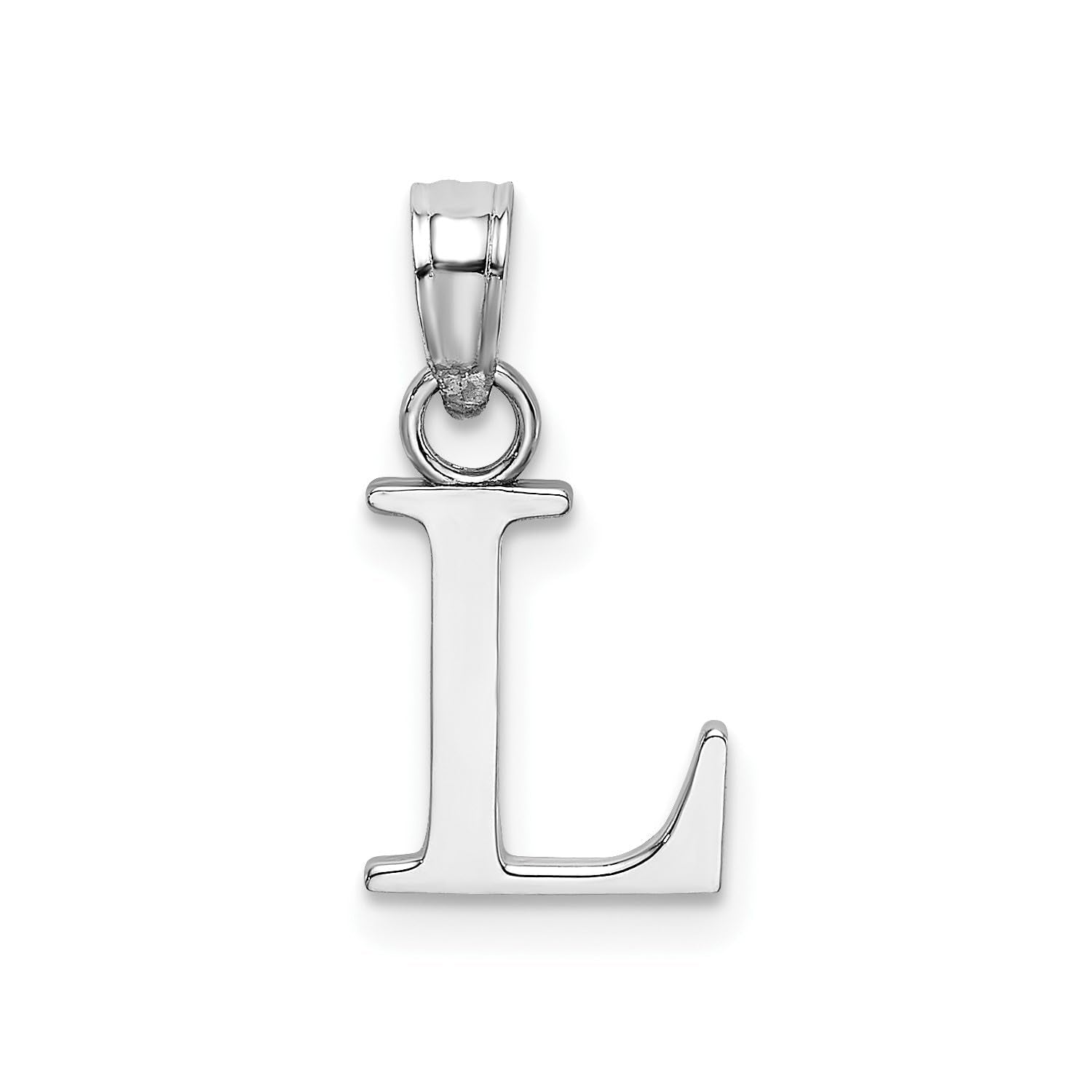 14K White Gold Block Font Letter Initial Pendant, 12x13mm - JewelryAffairs