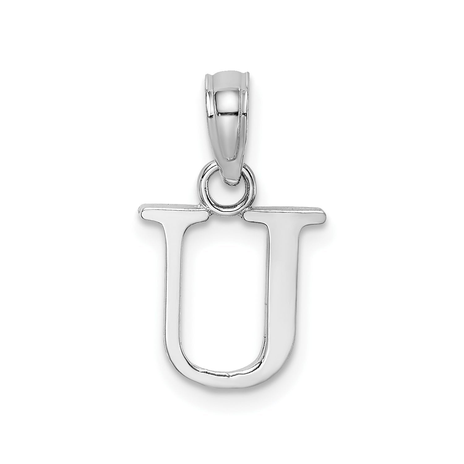 14K White Gold Block Font Letter Initial Pendant, 12x13mm - JewelryAffairs