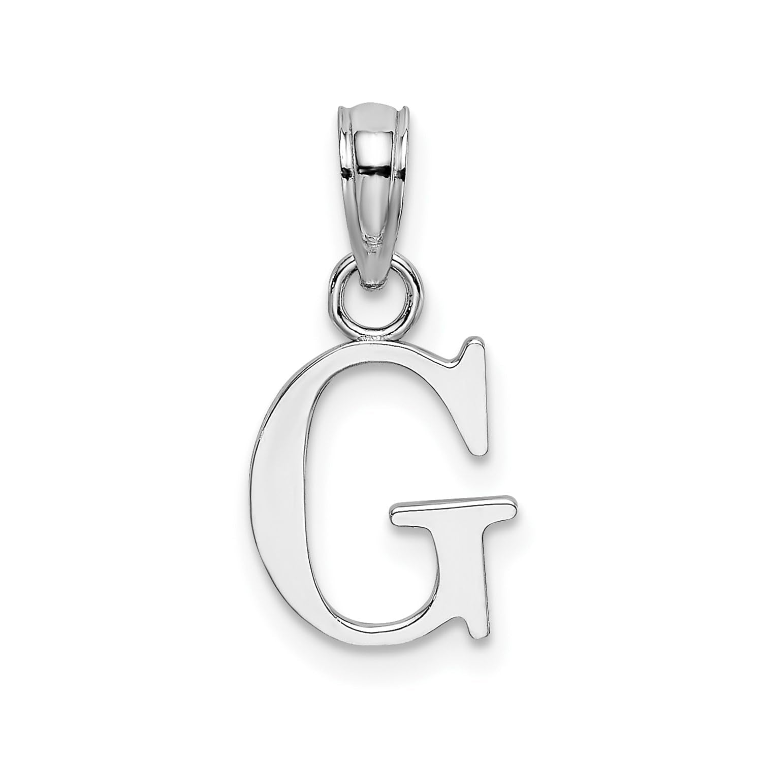 14K White Gold Block Font Letter Initial Pendant, 12x13mm - JewelryAffairs