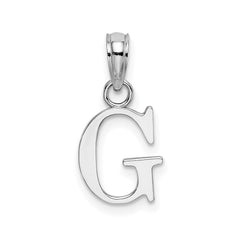 14K White Gold Block Font Letter Initial Pendant, 12x13mm