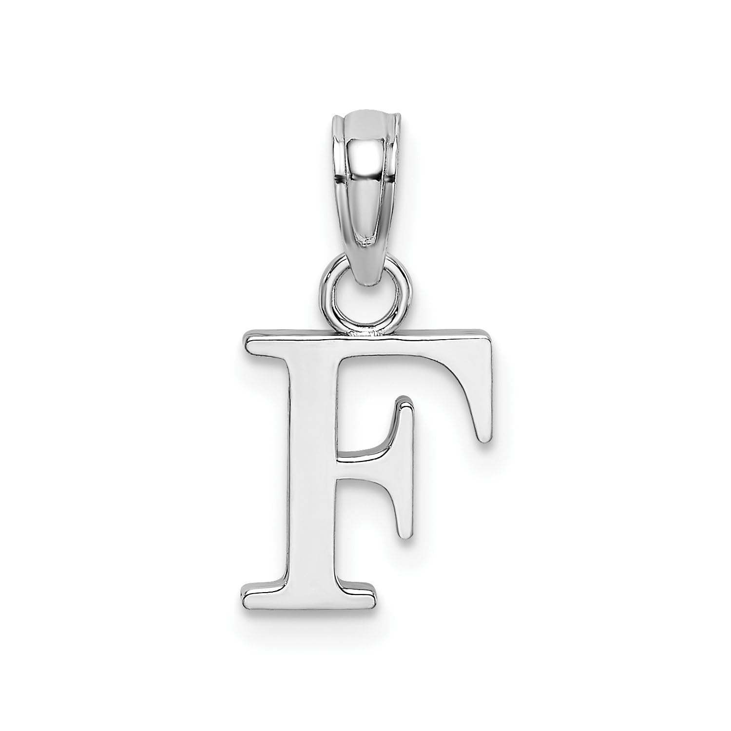14K White Gold Block Font Letter Initial Pendant, 12x13mm - JewelryAffairs