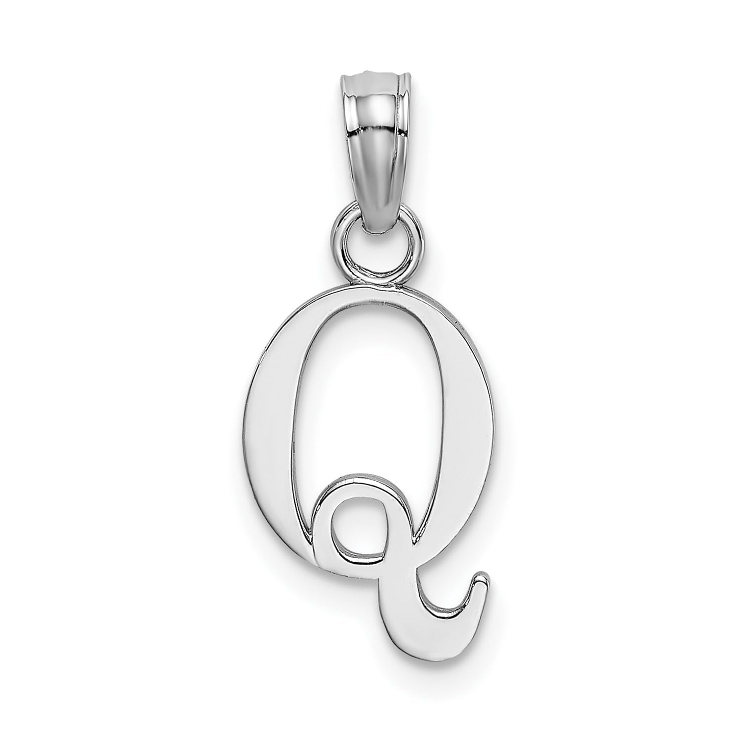 14K White Gold Block Font Letter Initial Pendant, 12x13mm - JewelryAffairs