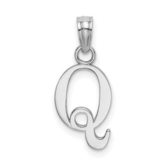 14K White Gold Block Font Letter Initial Pendant, 12x13mm