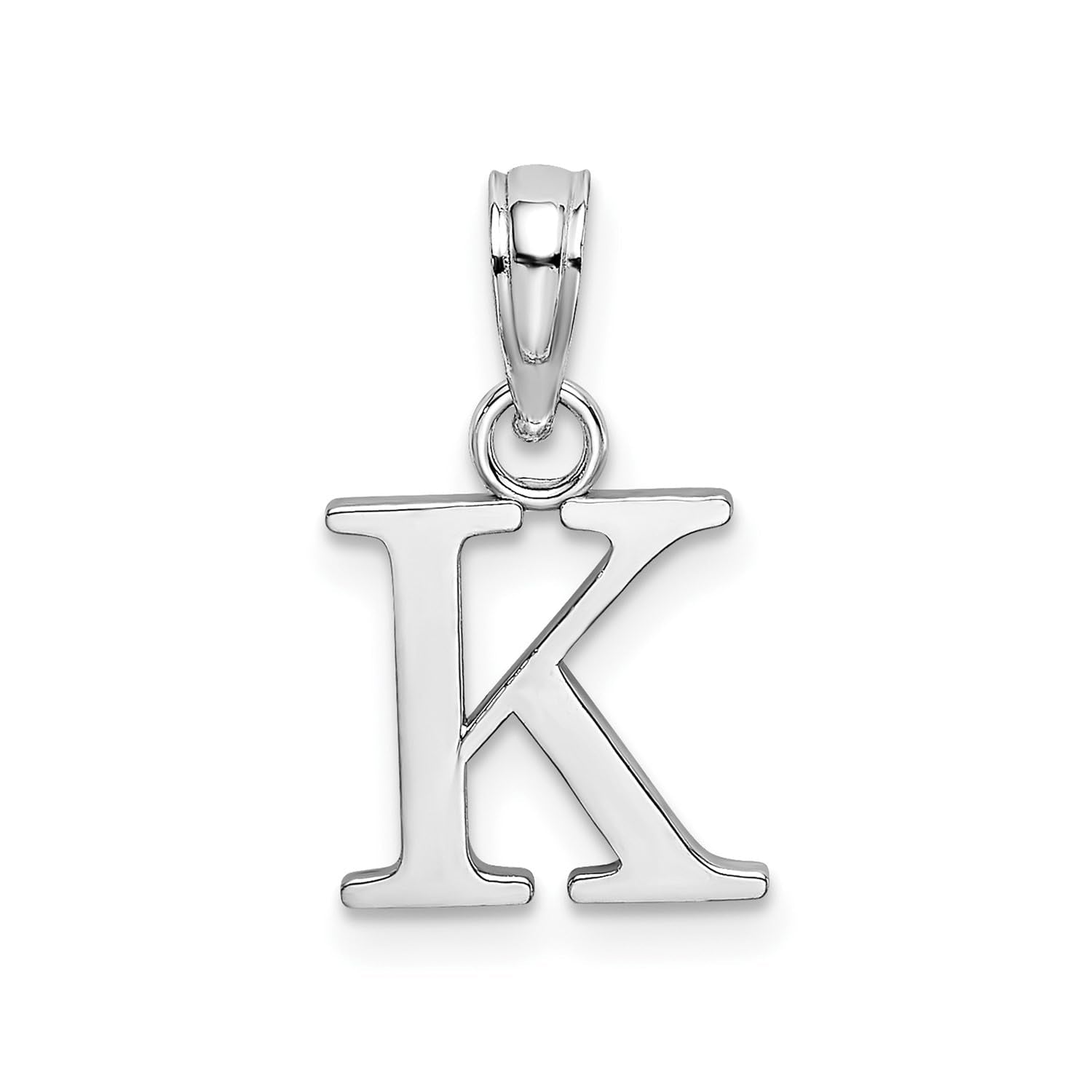 14K White Gold Block Font Letter Initial Pendant, 12x13mm - JewelryAffairs