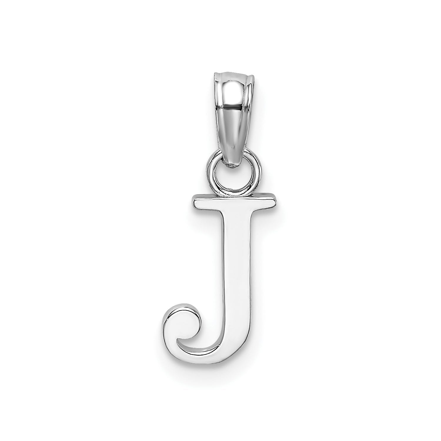 14K White Gold Block Font Letter Initial Pendant, 12x13mm - JewelryAffairs