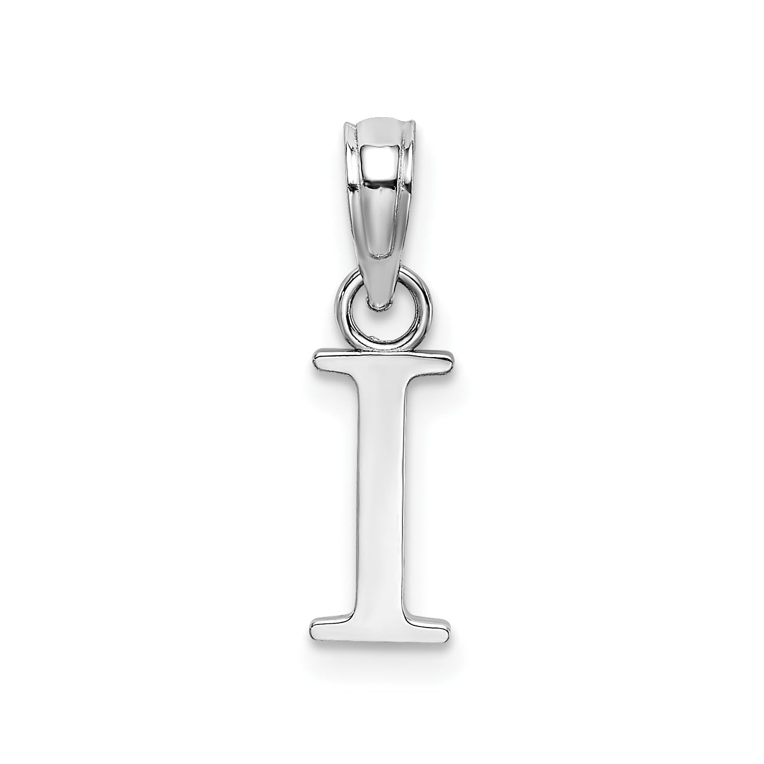 14K White Gold Block Font Letter Initial Pendant, 12x13mm - JewelryAffairs