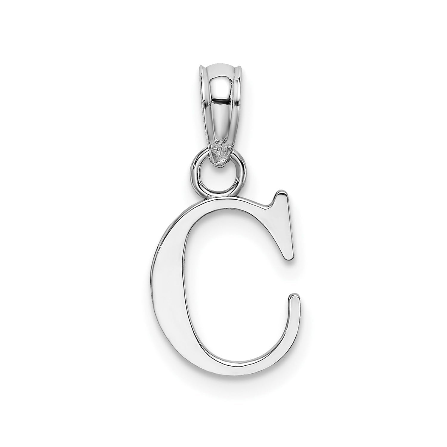 14K White Gold Block Font Letter Initial Pendant, 12x13mm - JewelryAffairs