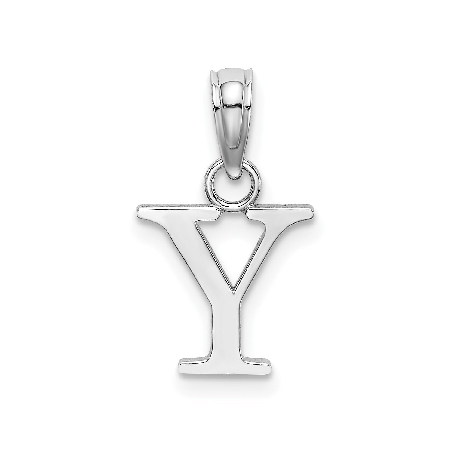 14K White Gold Block Font Letter Initial Pendant, 12x13mm - JewelryAffairs