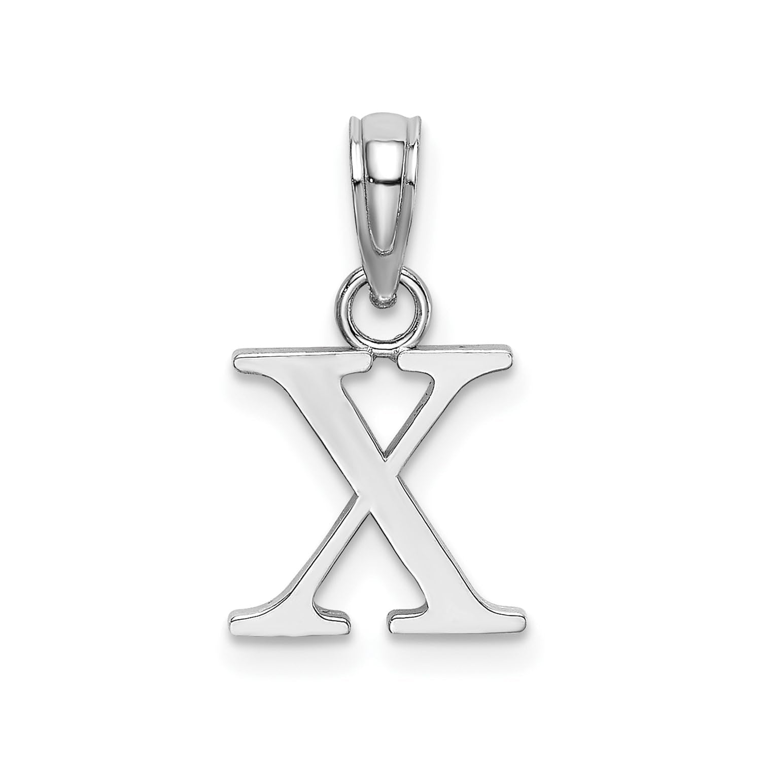 14K White Gold Block Font Letter Initial Pendant, 12x13mm - JewelryAffairs
