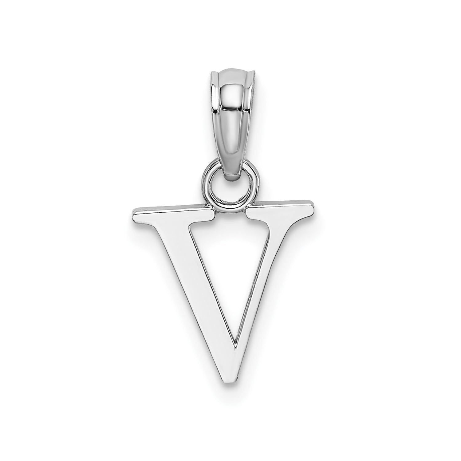 14K White Gold Block Font Letter Initial Pendant, 12x13mm - JewelryAffairs