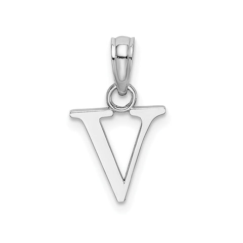14K White Gold Block Font Letter Initial Pendant, 12x13mm