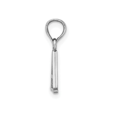 14K White Gold Block Font Letter Initial Pendant, 12x13mm