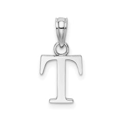 14K White Gold Block Font Letter Initial Pendant, 12x13mm