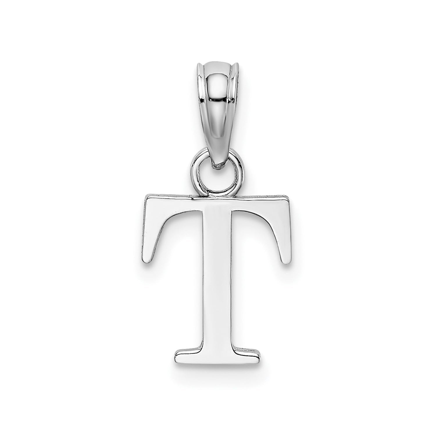14K White Gold Block Font Letter Initial Pendant, 12x13mm - JewelryAffairs