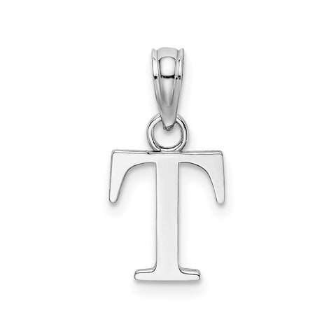 14K White Gold Block Font Letter Initial Pendant, 12x13mm