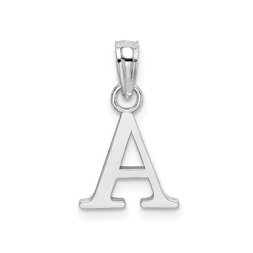 14K White Gold Block Font Letter Initial Pendant, 12x13mm - JewelryAffairs