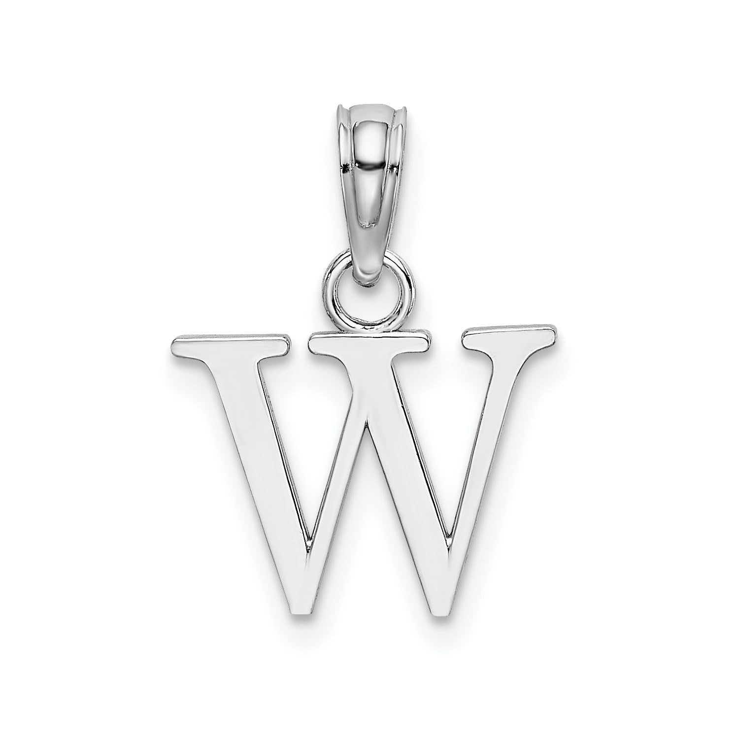 14K White Gold Block Font Letter Initial Pendant, 12x13mm - JewelryAffairs