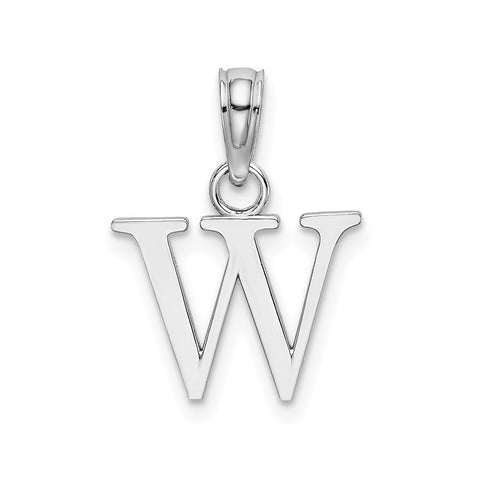 14K White Gold Block Font Letter Initial Pendant, 12x13mm