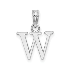 14K White Gold Block Font Letter Initial Pendant, 12x13mm