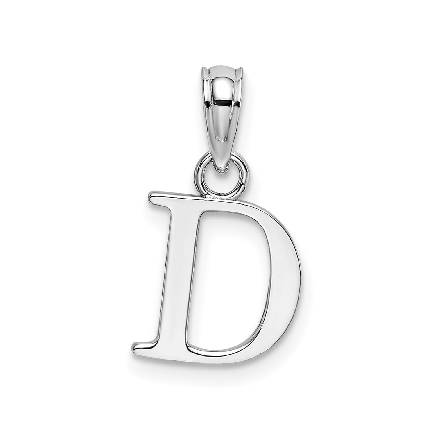 14K White Gold Block Font Letter Initial Pendant, 12x13mm - JewelryAffairs