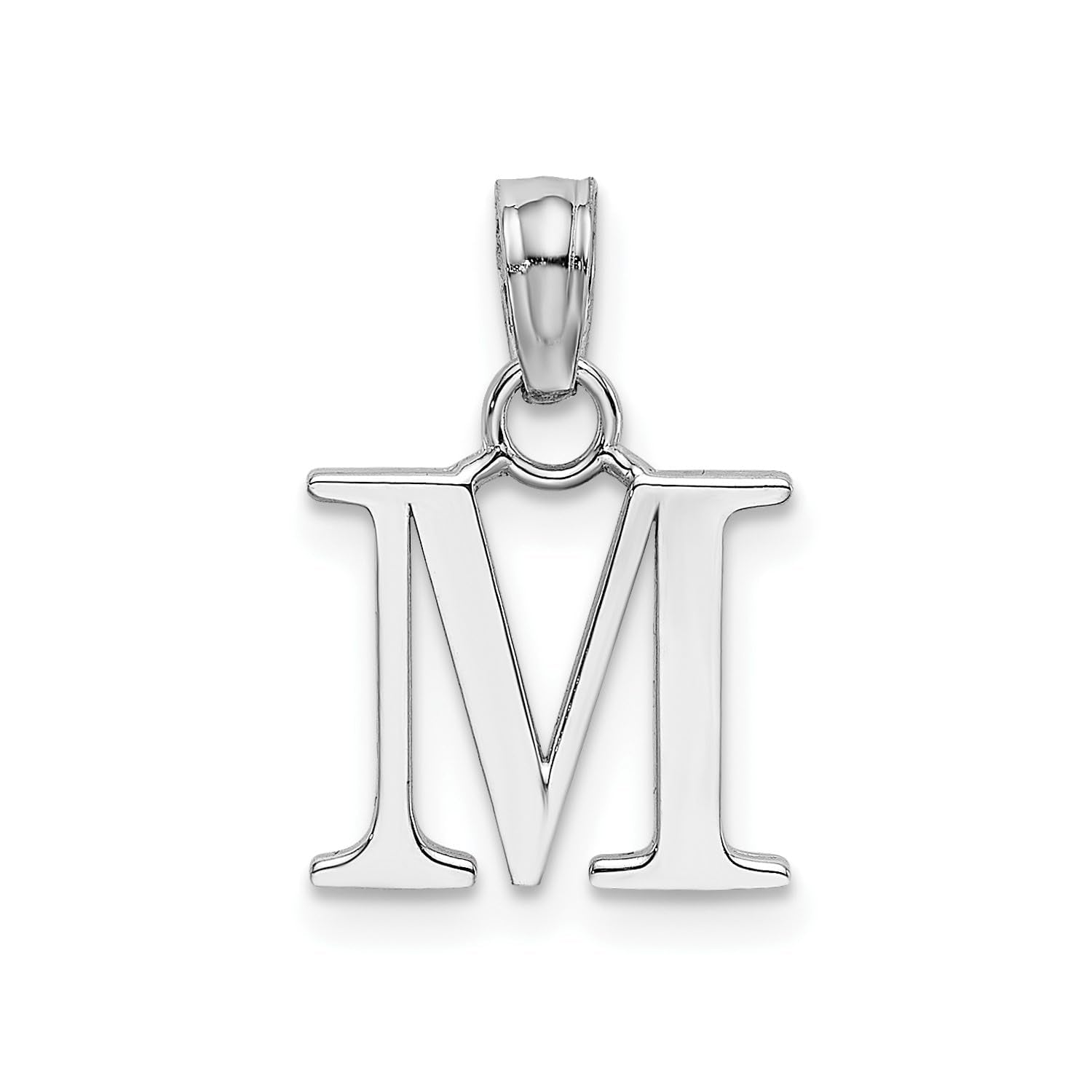 14K White Gold Block Font Letter Initial Pendant, 12x13mm - JewelryAffairs