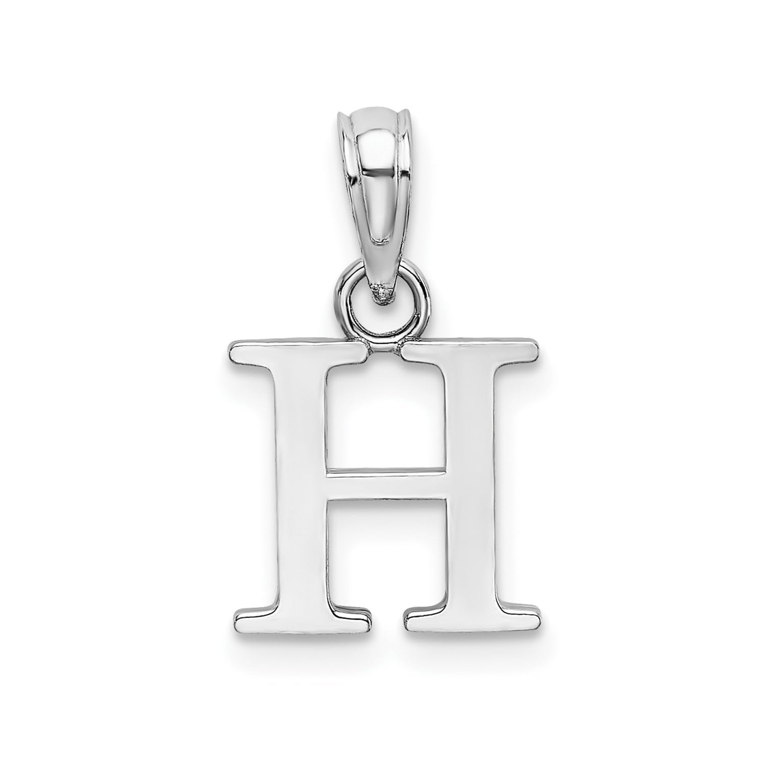 14K White Gold Block Font Letter Initial Pendant, 12x13mm - JewelryAffairs