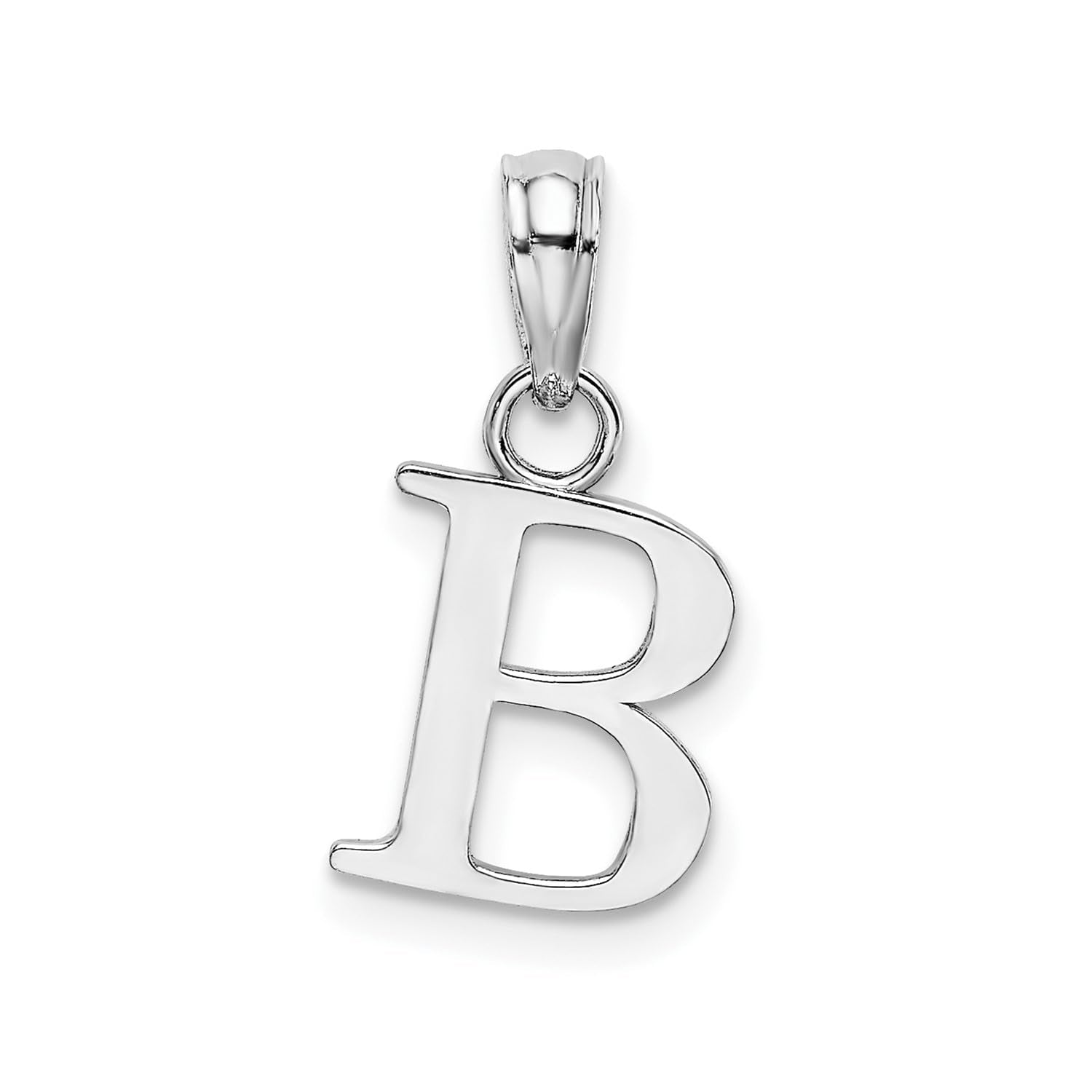 14K White Gold Block Font Letter Initial Pendant, 12x13mm - JewelryAffairs