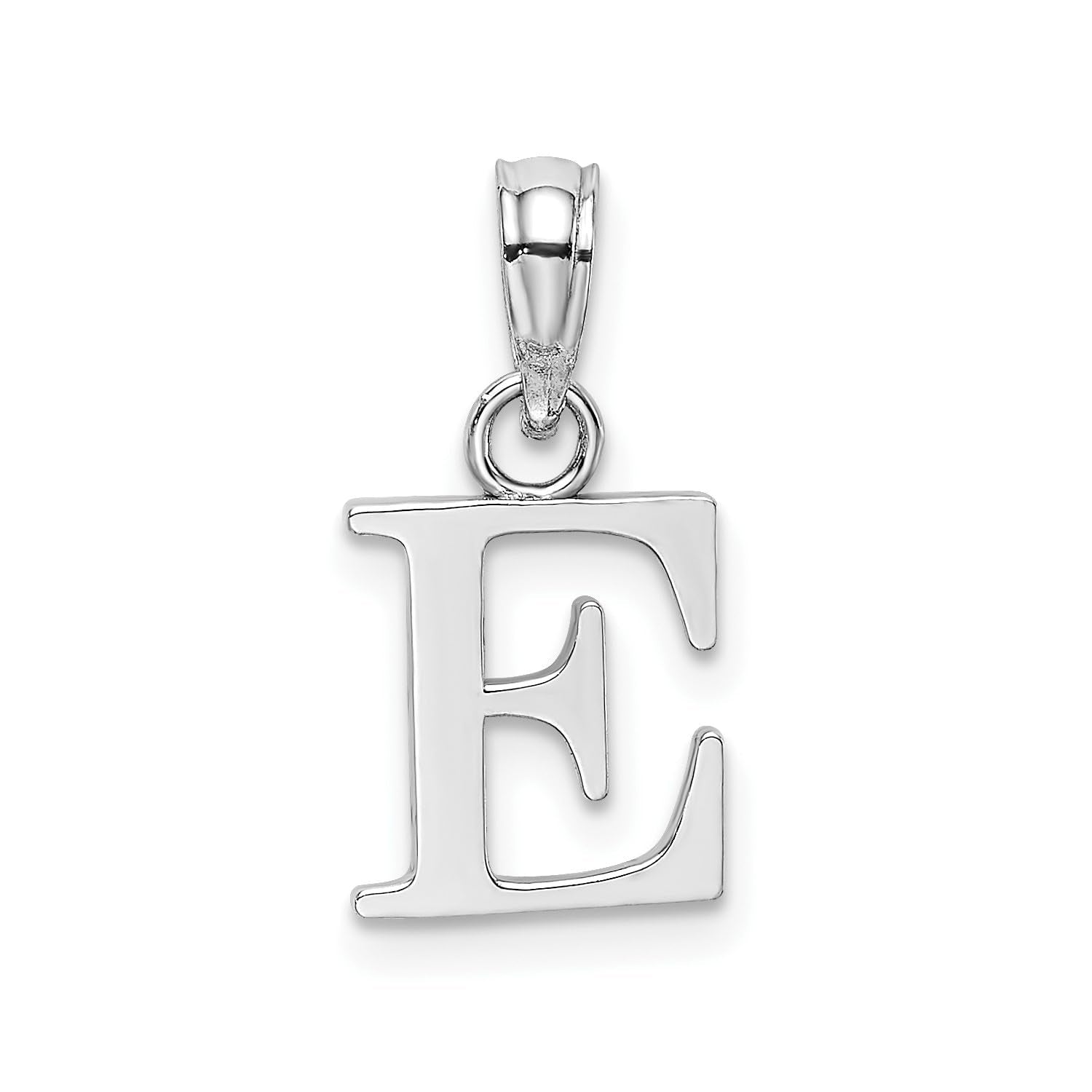 14K White Gold Block Font Letter Initial Pendant, 12x13mm - JewelryAffairs