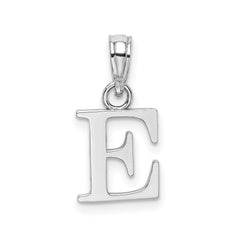 14K White Gold Block Font Letter Initial Pendant, 12x13mm